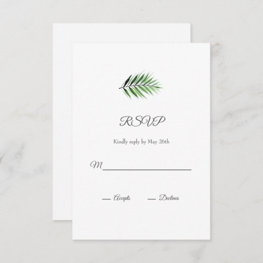 Wasserfarbenpalme RSVP Karte (Vorne/Hinten)