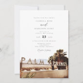 Wasserfarbenpalme Springs California Sign Wedding Einladung (Vorderseite)