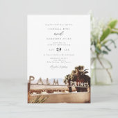 Wasserfarbenpalme Springs California Sign Wedding Einladung (Stehend Vorderseite)