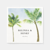 Wasserfarbenpalme Tree Beach Hochzeit Serviette (Vorderseite)