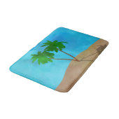Wasserfarbenpalme Tree Beach Szene Collage Badematte (Schrägansicht)