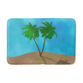 Wasserfarbenpalme Tree Beach Szene Collage Badematte