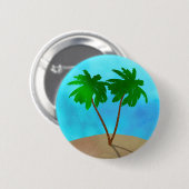 Wasserfarbenpalme Tree Beach Szene Collage Button (Vorne & Hinten)