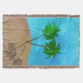 Wasserfarbenpalme Tree Beach Szene Collage Decke (Vorderseite)