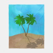 Wasserfarbenpalme Tree Beach Szene Collage Fleecedecke (Vorderseite)
