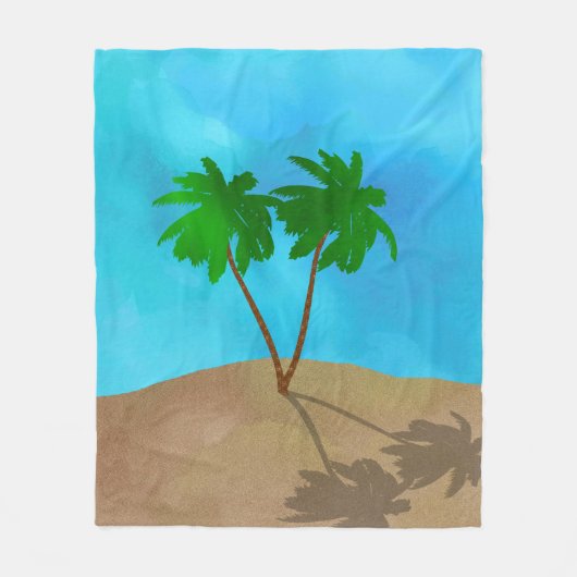 Wasserfarbenpalme Tree Beach Szene Collage Fleecedecke (Vorderseite)