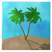 Wasserfarbenpalme Tree Beach Szene Collage Fliese (Vorderseite)