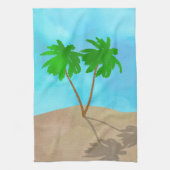 Wasserfarbenpalme Tree Beach Szene Collage Handtuch (Vertikal)