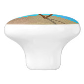 Wasserfarbenpalme Tree Beach Szene Collage Keramikknauf (Seitenansicht)