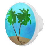 Wasserfarbenpalme Tree Beach Szene Collage Keramikknauf (Rechts)