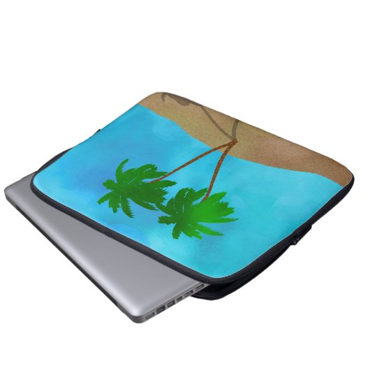 Wasserfarbenpalme Tree Beach Szene Collage Laptopschutzhülle (Vorne Knopf)