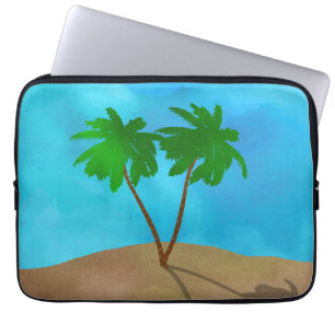 Wasserfarbenpalme Tree Beach Szene Collage Laptopschutzhülle