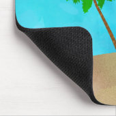 Wasserfarbenpalme Tree Beach Szene Collage Mousepad (Ecke)