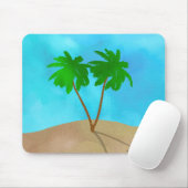 Wasserfarbenpalme Tree Beach Szene Collage Mousepad (Mit Mouse)