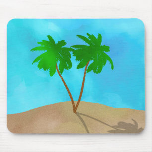 Wasserfarbenpalme Tree Beach Szene Collage Mousepad