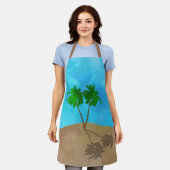 Wasserfarbenpalme Tree Beach Szene Collage Schürze (Getragen)