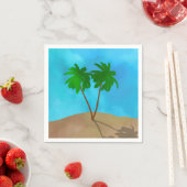 Wasserfarbenpalme Tree Beach Szene Collage Serviette (Beispiel)