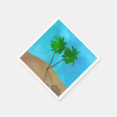 Wasserfarbenpalme Tree Beach Szene Collage Serviette (Ecke)