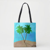 Wasserfarbenpalme Tree Beach Szene Collage Tasche (Vorderseite)