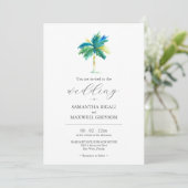 Wasserfarbenpalme Tree Einladung zur Hochzeit (Stehend Vorderseite)