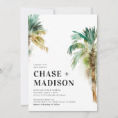 Wasserfarbenpalme Tree Einladungen für Hochzeiten (Vorderseite)