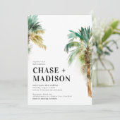 Wasserfarbenpalme Tree Einladungen für Hochzeiten (Stehend Vorderseite)