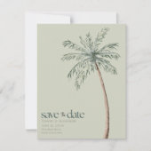 Wasserfarbenpalme Tree Foto Beach Hochzeit Save The Date (Vorderseite)