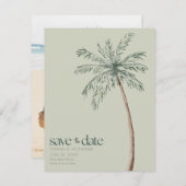 Wasserfarbenpalme Tree Foto Beach Hochzeit Save The Date (Vorne/Hinten)