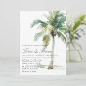 Wasserfarbenpalme Tree Hochzeit Einladung gestrich (Stehend Vorderseite)
