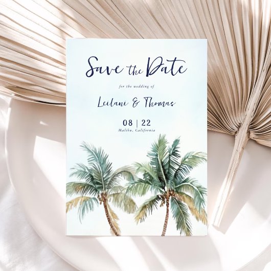 Wasserfarbenpalme Tree Tropical Beach Hochzeit Save The Date