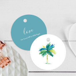 Wasserfarbenpalme Tree Tropische Liebesmarken Geschenkanhänger