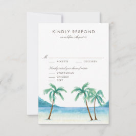 Wasserfarbenpalme Trees Tropical Beach Hochzeit RSVP Karte