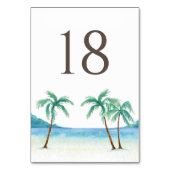 Wasserfarbenpalme Trees Tropical Beach Hochzeit Tischnummer (Rückseite)
