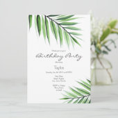 "Wasserfarbenpalmen" Einladung (Stehend Vorderseite)