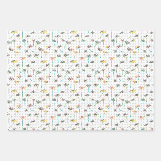 Wasserfarbenpalmen Geschenkpapier Set (Vorderseite)