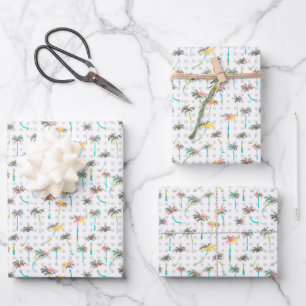 Wasserfarbenpalmen Geschenkpapier Set