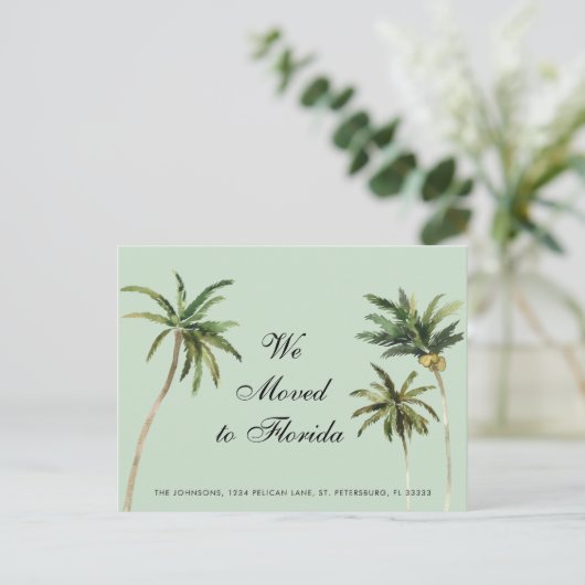 Wasserfarbenpalmen Tropische Bäume Nach Florida Ankündigungspostkarte (Stehend Vorderseite)