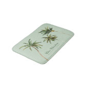 Wasserfarbenpalmen Tropische Personalisierte Bäume Badematte (Schrägansicht)