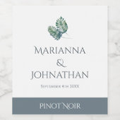 Wasserfarbenpalmen und Hochzeiten von Schiefer Weinetikett (Einzelnes Label)