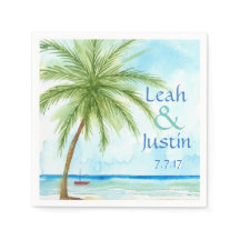 Wasserfarbenpalmenbaum Custom Wedding Napkin