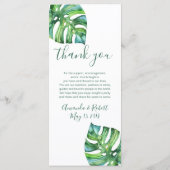 Wasserfarbenpalmenblätter - Hochzeit in Urlaubsort Menükarte (Rückseite)