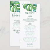 Wasserfarbenpalmenblätter - Hochzeit in Urlaubsort Menükarte (Vorne/Hinten)