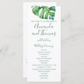 Wasserfarbenpalmenblätter - Hochzeit in Urlaubsort Programm (Vorne/Hinten)