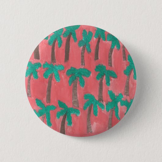 Wasserfarbenpalmenmuster Button (Vorderseite)