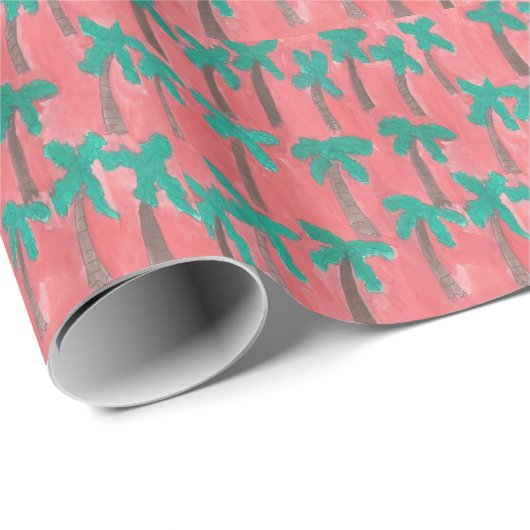 Wasserfarbenpalmenmuster Geschenkpapier (Rolleneckpunkt)