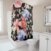 Wasserfarbenparrot: Blumenmuster Romantik. Duschvorhang (Beispiel)