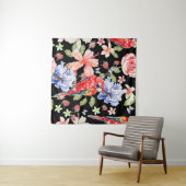 Wasserfarbenparrot: Blumenmuster Romantik. Wandteppich (Beispiel (Horizontal))