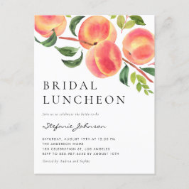 Wasserfarbenpeaches Sommer Bridal Luncheon Einladungspostkarte