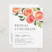 Wasserfarbenpeaches Sommer Bridal Luncheon Einladungspostkarte (Vorne/Hinten)