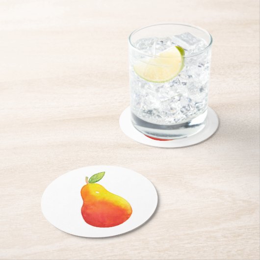 Wasserfarbenpear Runder Pappuntersetzer (Vor Ort)